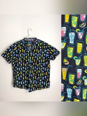 Men’s Made To Live Lemonade Beverage Print Casual Button Down Shirt XL